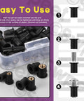 20Pcs M4 Black Rubber Well Nuts Kit For Fairings And Windshields Neoprene Expansion Nuts in packaging and installation steps