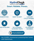 Features of Smart Sump Pump Float Switch And Performance Monitor HC6000 PRO including made in USA and built-in alarm