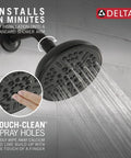 8 Spray Touch Clean Matte Black Shower Head With Full Body Spray Massage Shampoo Rinsing Pause Spray And Soft Full Spray Easy Clean Nozzles 2.5 GPM Water Flow