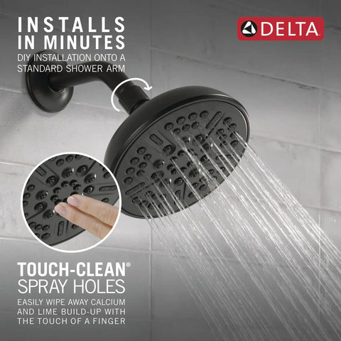 8 Spray Touch Clean Matte Black Shower Head With Full Body Spray Massage Shampoo Rinsing Pause Spray And Soft Full Spray Easy Clean Nozzles 2.5 GPM Water Flow