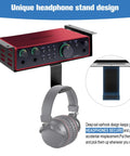 Heavy Duty Under Desk Mount For Scarlett 2i2 4th Gen With Adjustable Headphone Hanger shown with headphones