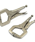 Two-Pack 6 Inch Locking C-Clamp Pliers With Regular Tips, Heavy-Duty Heat-Treated Alloy Steel Welding Clamps, Adjustable Vise-Grip Style Face Clamps For Metalworking, Woodworking And DIY Projects, 3-In-1 Clamp