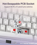 Hot-swappable PCB socket for Compact 60 Percent Tactical Mechanical Gaming Keyboard Featuring Slick Cnc Aluminum Volume Knob.