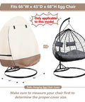 Patio Hanging Egg Chair Cover Waterproof Heavy Duty Outdoor Double Seat Swing Cover With Stand Beige And Brown Fits Up To 66W X 43D X 68H