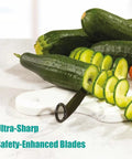 Fruit Splitter Spiral Cutter 2 in 1 Paring Knife With Spiral Cutter slicing cucumber, V shaped stainless steel blade, ergonomic handle