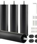 4 Pack 6 Inch Metal Cylinder Furniture Legs With M8 Screws Black Finish Durable Replacement Feet For Sofas Tables Dressers