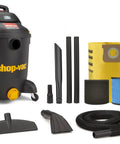Beast Mode Heavy Duty 12 Gallon Wet Dry Vac for Jobsite Garage and Home Cleanup 5.5 Peak HP Contractor Series accessories shown