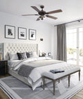 52 Inch Indoor Ceiling Fan With Light And Remote Control In Oil Rubbed Bronze With Clear Glass Farmhouse Style Reversible Blades And Motor 110V