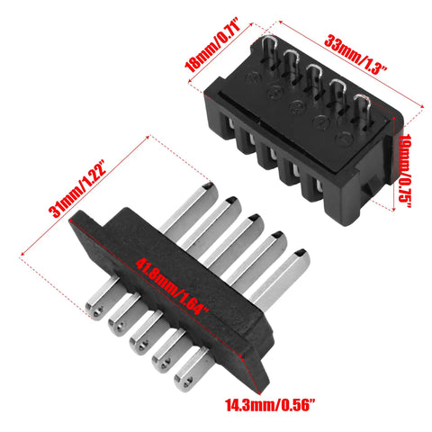 E Bike Battery Power Discharge Connector For Hailong 5 Pin Pair Male And Female Plug Replacement For Ebikes And Scooters Safe Power Transfer Durable Black And Silver