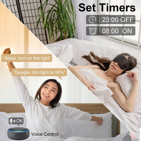 Person using voice control with 4-Inch Smart Recessed LED Lights With Junction Box, RGB Color Changing Downlights, 9W 600LM, 3000K-6500K Tunable, WiFi Smart Retrofit, Dimmable, Works With Alexa And Google, 4 Pack