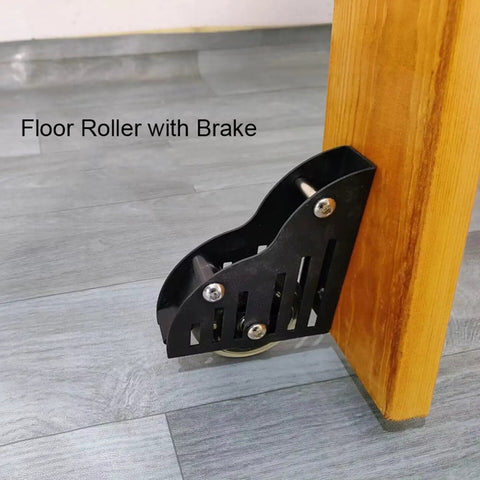 Floor roller with brake from Sliding Library Ladder Hardware Kit With 23ft Track System And Floor Roller Wheels Black Steel Round Tube Hardware.