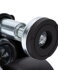 Close-up of Three Inch Heavy Duty Leveling Caster featuring adjustable steel plate feet and sturdy nylon wheel.