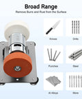 Guiafuhye 96 Watt Mini Bench Grinder With Dual Wheels And Adjustable Speed Control Up To 6000 Rpm for sharpening knives and processing metal.