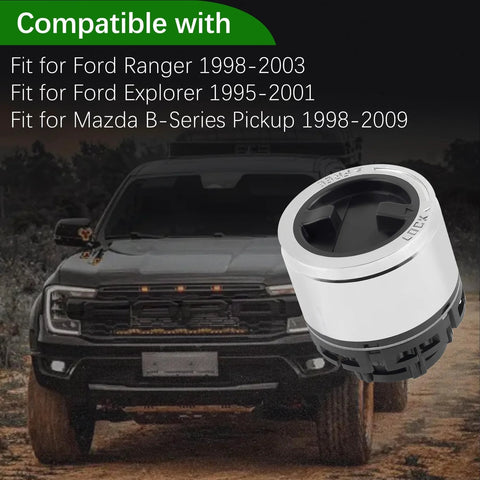Two Pack Manual Wheel Locking Hub Actuator Assembly For Ford Ranger 1998 2003 For Explorer 1995 2001 And Mazda B Series Pickup 1998 2009 Off Road Ready Heavy Duty Lock Hub Upgrade Replaces F87Z 3B396 BA 1500170 shown with truck image