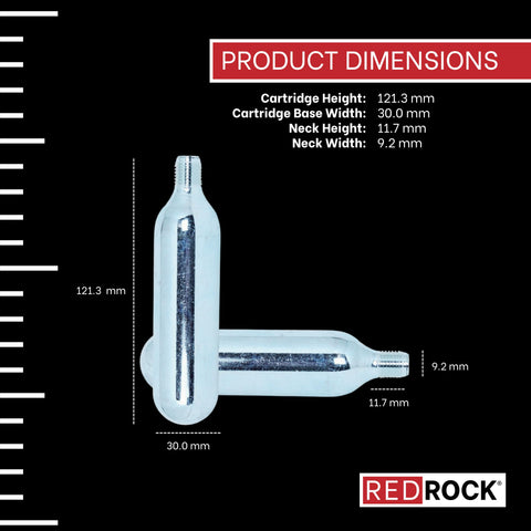 Beefy 38 Gram CO2 Cartridge With 3/8-24 Threaded Neck 50cc Gas Cylinder shown with dimensions