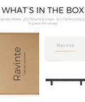 Box contents showing 10 Pack Matte Black Square Cabinet Pulls Stainless Steel Kitchen Cupboard And Dresser Handles 8-13/16 Inch.