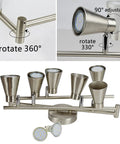 6 Light Flexible Track Lighting Rail With Adjustable Heads Slick LED Spotlight Ceiling Fixture In Brushed Steel Bulbs Included