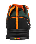 Rear view of Mens Leather Hiking Shoes With Cushioned Comfort For Everyday Wear And Speed Hiking in Black Bungee Cord color.