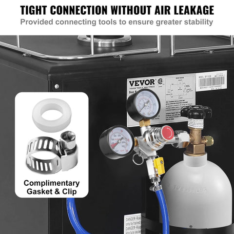 VEVOR double-gauge CO2 regulator for draft beer, 0-60 PSI, brass body with check valve