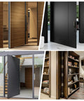 Hidden Pivot Door Hinge Kit Black 360 Degree Swing Hinges Heavy Duty 570 Lbs Load Bearing For Secret Doors Bookcase