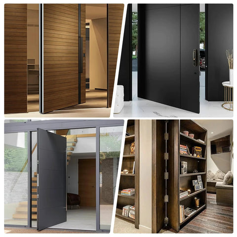 Hidden Pivot Door Hinge Kit Black 360 Degree Swing Hinges Heavy Duty 570 Lbs Load Bearing For Secret Doors Bookcase