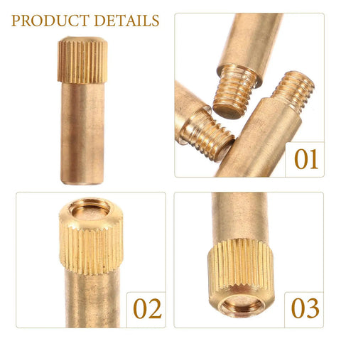 Close-up of Brass Shelf Support Pegs Four Pack Antique Design Built Tough Easy To Install Shelf Pins for cabinets and furniture