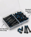80 Piece PC Fan Screw Kit with black carbon steel screws and blue nylon patch, includes 30mm long and 10mm short UNC 6-32 screws