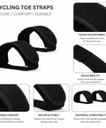 Heavy Duty Nylon Bike Pedal Straps 2 Pack Beam Style Anti Slip Adjustable Foot Straps shown with secure fit and durable material