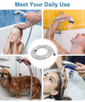 Extra Long 79 Inch Stainless Steel Shower Hose For Handheld Shower Heads, Flexible Durable Replacement Extension with adults, kids, and dog