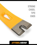 Beefy 15 Inch Flat Pry Bar With Integrated Nail Puller For Demolition, Rust Resistant Enamel Finish, Forged Heat Treated Carbon Steel