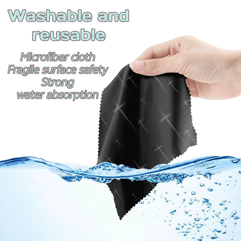 6-pack microfiber glasses cleaning cloths, black, for eyeglasses and phone screens
