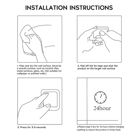 Installation instructions for self adhesive stainless steel hand towel holder brushed finish wall mount towel ring bar SUS 304