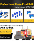 Engine Hood Hinge Pivot Bolt Kit With Truck Hood Bumper And Hood Roller Bushings For 357 377 378 379 Models Replaces 13 04154 13 04164