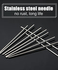 Top Shelf Fiber Optic Splice Sleeves With Robust 304 Stainless Steel Inner Needles And Clear Polyethylene Heat Shrink Tubing For Rock Solid Bare Cable Reinforcement Fusion Patch Kits Come In A Full Hundred Piece Bundle For Daily Field Grind, showing stainless steel needles.