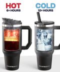 Heavy Duty 50oz Tumbler With Double Wall Insulation Keeps Drinks Ice Cold Or Piping Hot All Day Long Cinnamon Stainless Steel Build Spill Proof Lid Makes Every Sip Hit Different with hot and cold effects.