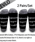 Funny Engineering Socks Gift For Him Two Pair Set Mid Calf Unisex Size 4-13 black socks with 'Engineering Degree Loading' text.