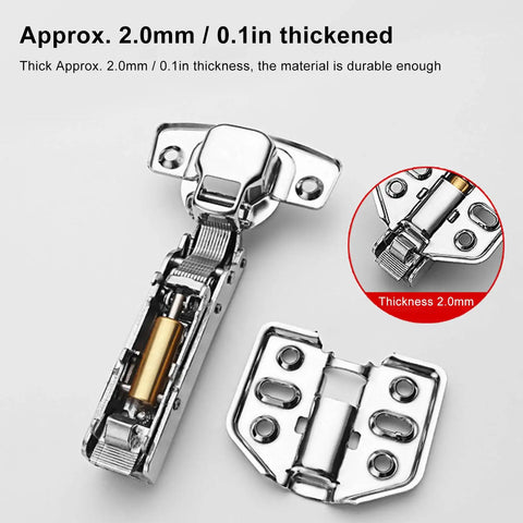 Stainless Steel Cabinet Hinges Set Of Two With 2mm Thick Base And Bright Electroplated Finish Heavy Duty And Smooth Soft Close Damping