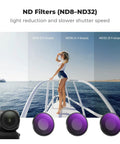 Image of ND CPL Filter Kit for DJI Osmo Nano Vlog Ready Camera 4 Pack With ND8 ND16 ND32 And CPL Polarizer showing woman on boat