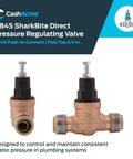 SharkBite Three Quarter Inch Push To Connect Pressure Regulating Valve Direct Mount 45 PSI Poly Top For Home Plumbing