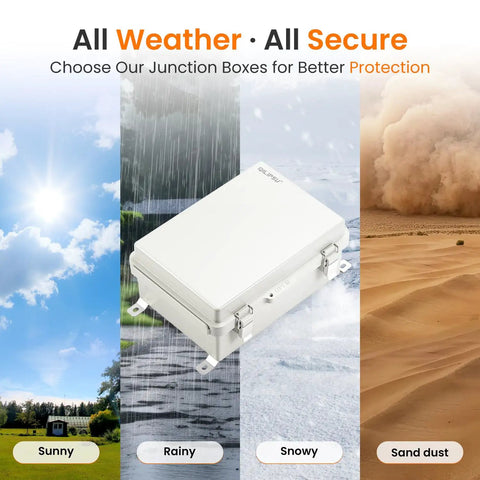 Outdoor Electrical Junction Box Waterproof Weatherproof Enclosure IP66 UL94-V0 Rated 13.8 By 9.9 By 5.9 Inches with Grey Hinged Door