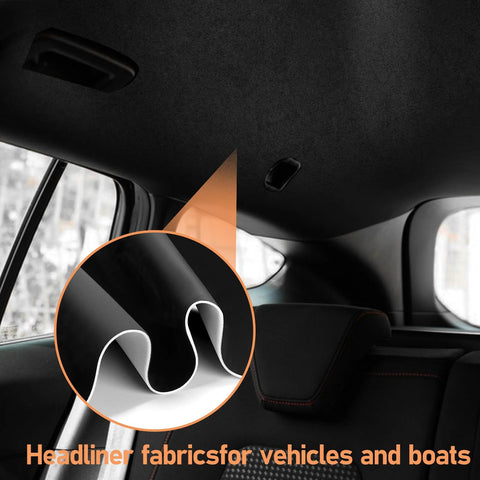 Dapuri suede headliner fabric, black with 4mm foam backing for car interior installation