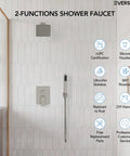 EVERSTEIN 6" Wall Mount Shower System with Handheld Spray, Brushed Nickel on a modern bathroom wall.