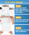 Steps showing the use of Premium 110 Pack Card Shipping Envelopes 7 By 4.35 Inches Self Adhesive Mailers for trading cards protection.