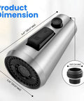 Top Shelf Pull Down Faucet Sprayer Head Replacement Heavy Duty Rust Resistant Stainless Steel With Nine Quick Snap Adapters For Hassle Free Kitchen Sink Swaps Brushed Nickel showing dimensions and connector details.