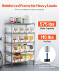 5 Tier Rolling Bin Storage Rack With 16 Organizer Bins, Heavy Duty Wire Shelving On Casters shown loaded with various items