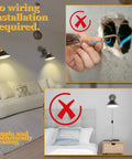 Battery Operated Wall Sconces Set Of 2 USB Rechargeable showing no wiring or drilling with remote control, over sofa in bedroom.