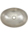 Top view of Hammered Nickel Vessel Sink Handcrafted Above Counter Basin 19 Inch Hobbes Style with Durable Nickel Finish