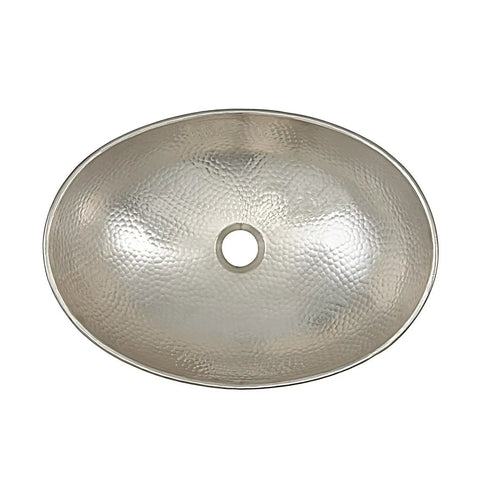 Top view of Hammered Nickel Vessel Sink Handcrafted Above Counter Basin 19 Inch Hobbes Style with Durable Nickel Finish