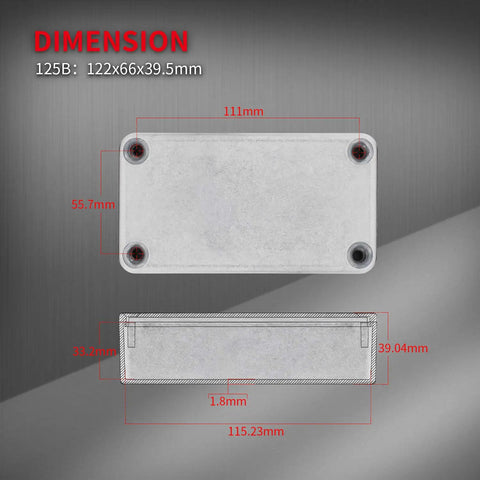 Dimensions of 3 Pack Durable Aluminum Guitar Effect Pedal Enclosures 125B 1590N1 Stomp Box Unfinished Metal Case 122x66x39.5 mm