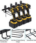 3 Pack Heavy Duty Power Tool Wall Mount Organizer For Cordless Drills And Tools Garage Shop Storage Rack Quick Install Iron Black Finish Holds 4 Tools Per Mount 12 Tools Total Dimensions 16.6 By 6.8 By 1.8 Inches, shown holding four cordless drills